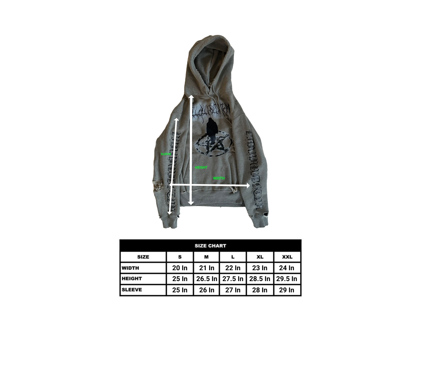 'cultist' Hoodie Destressed Grey