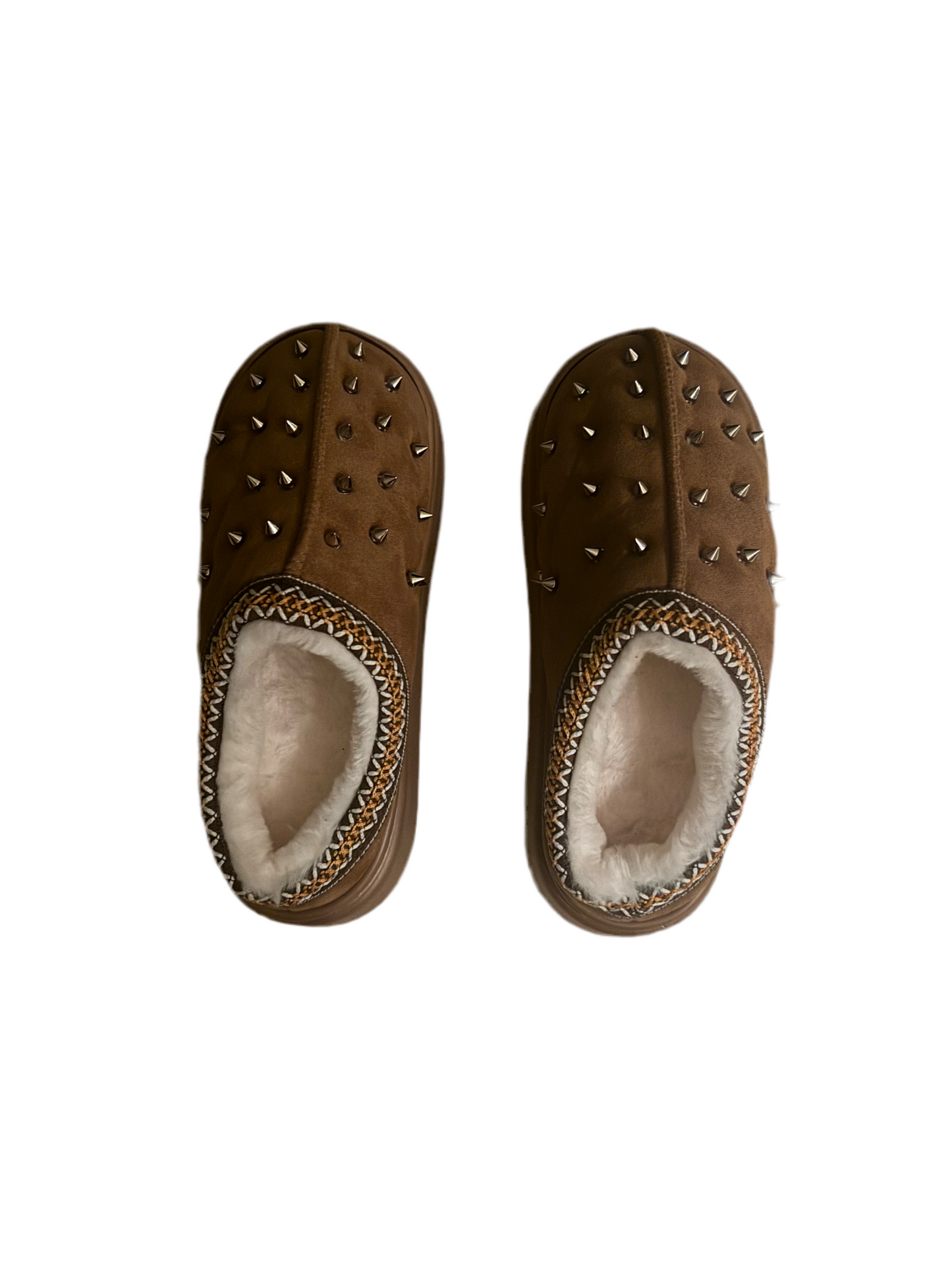 Spiked Fur Slippers (Tan)