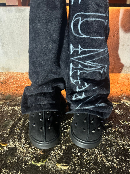 Spiked Fur Slippers (Black)
