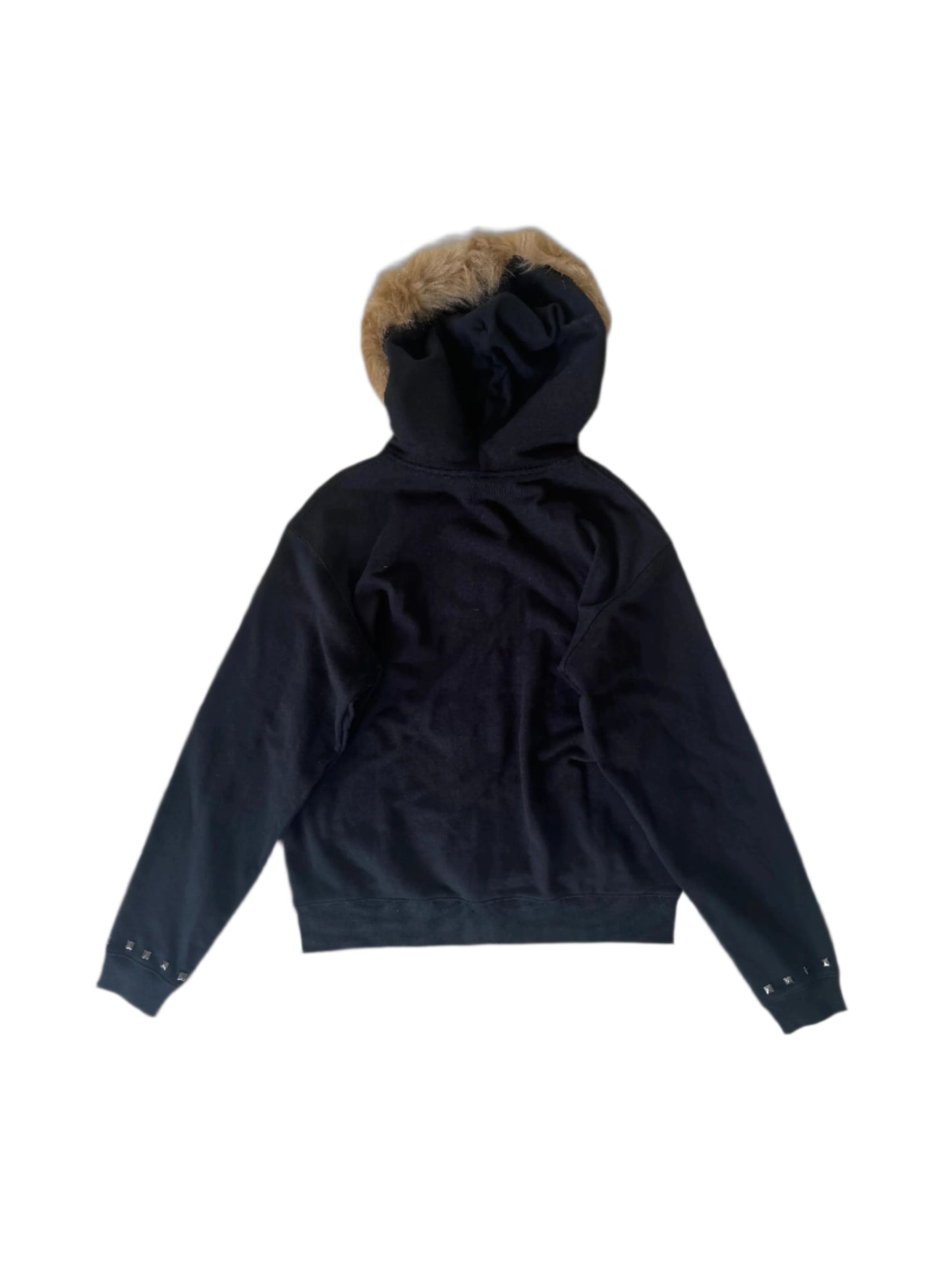 'Haunted' Fur Collar Studded Zip Up