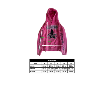 'cultist' Hoodie Acid Washed Pink