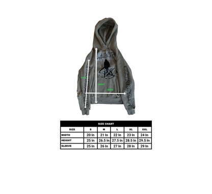 'cultist' Hoodie Destressed Grey