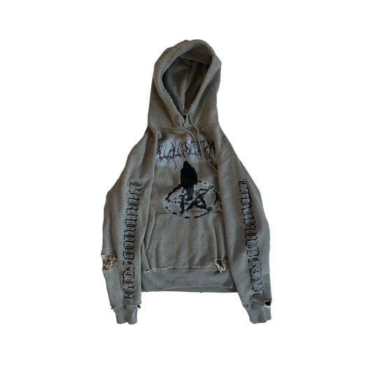 'cultist' Hoodie Destressed Grey
